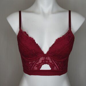 Elegant Lace Bralette in Deep Red